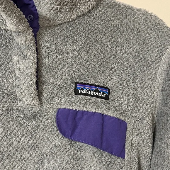 Patagonia Womens Re-Tool Snap-T Fleece Pullover Jacket Sz Small Gray & Purple - Picture 5 of 11